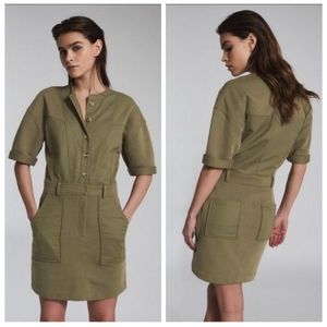 Reiss Emlyn sweatshirt dress in Olive size 2